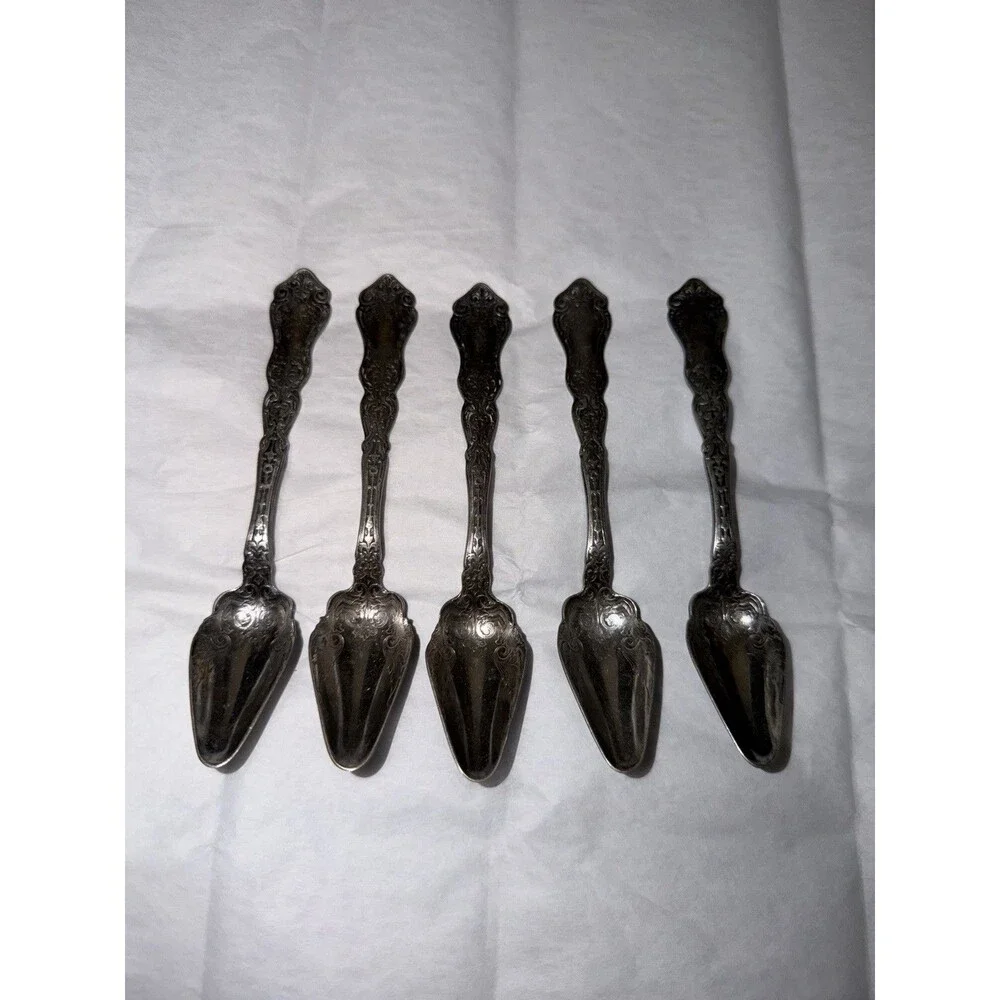 Antique 1907 Rogers AA Alhambra Silverplate Fruit Spoons Set of 5